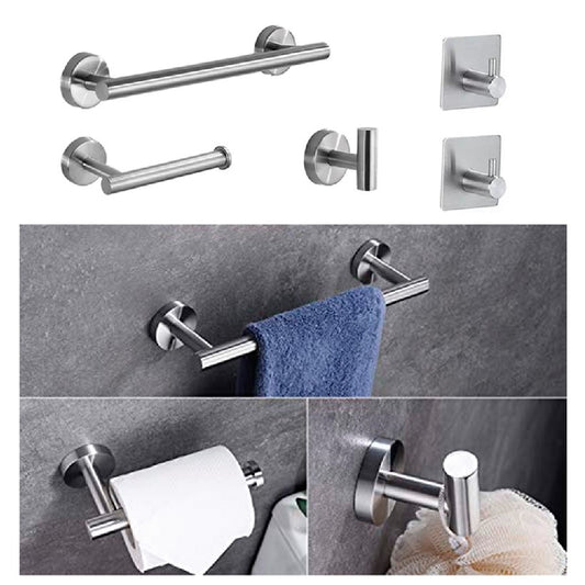 SET DE 5 ACCESORIOS DE BAÑO ACERO INOXIDABLE