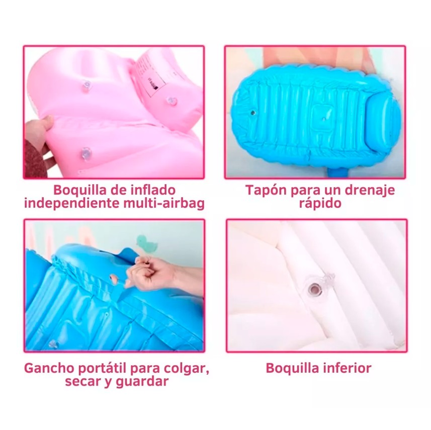 BAÑERA INFLABLE PARA BEBE COLOR ROSA