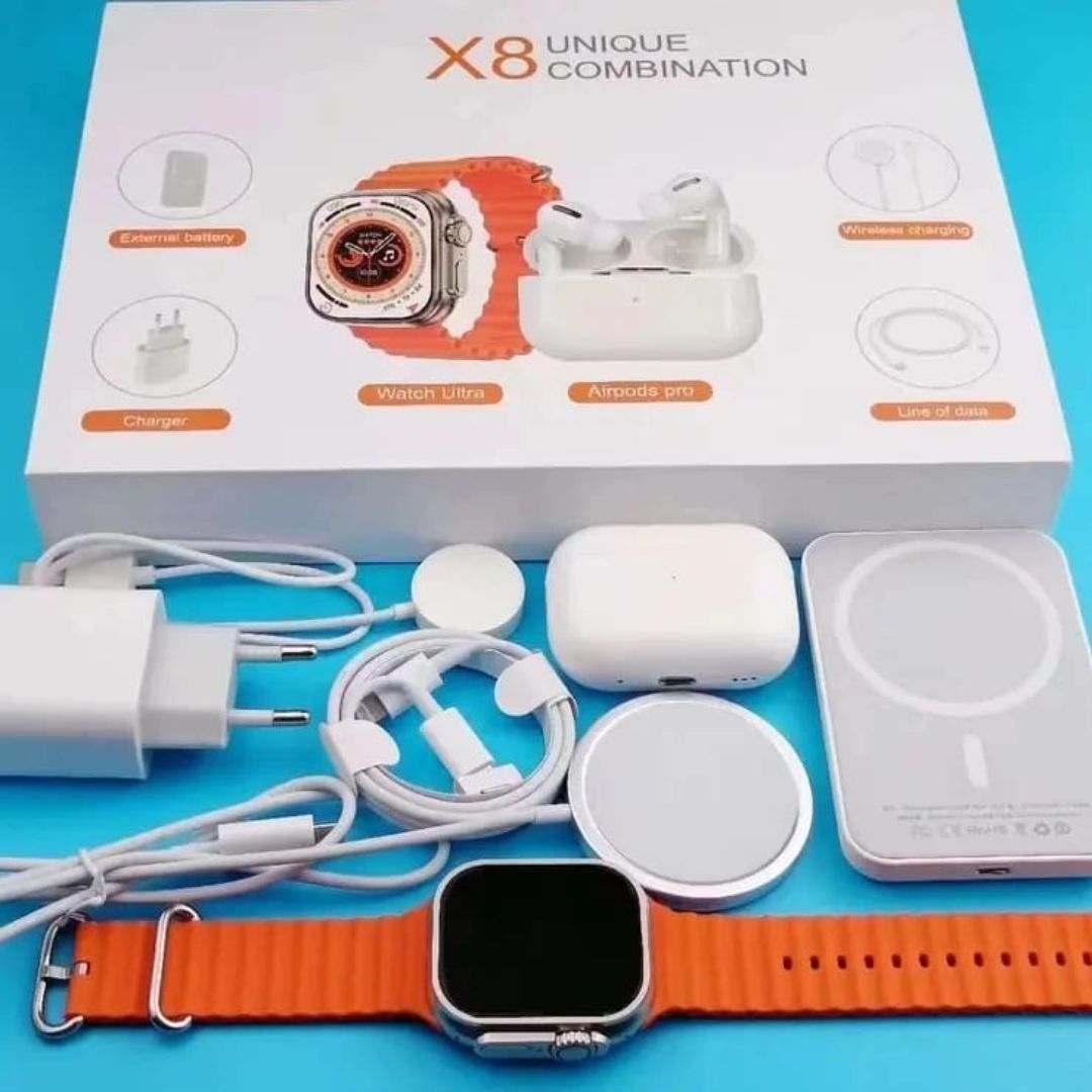 Combo Reloj Watch X8 Ultra + Audífonos In Ear + Power Bank