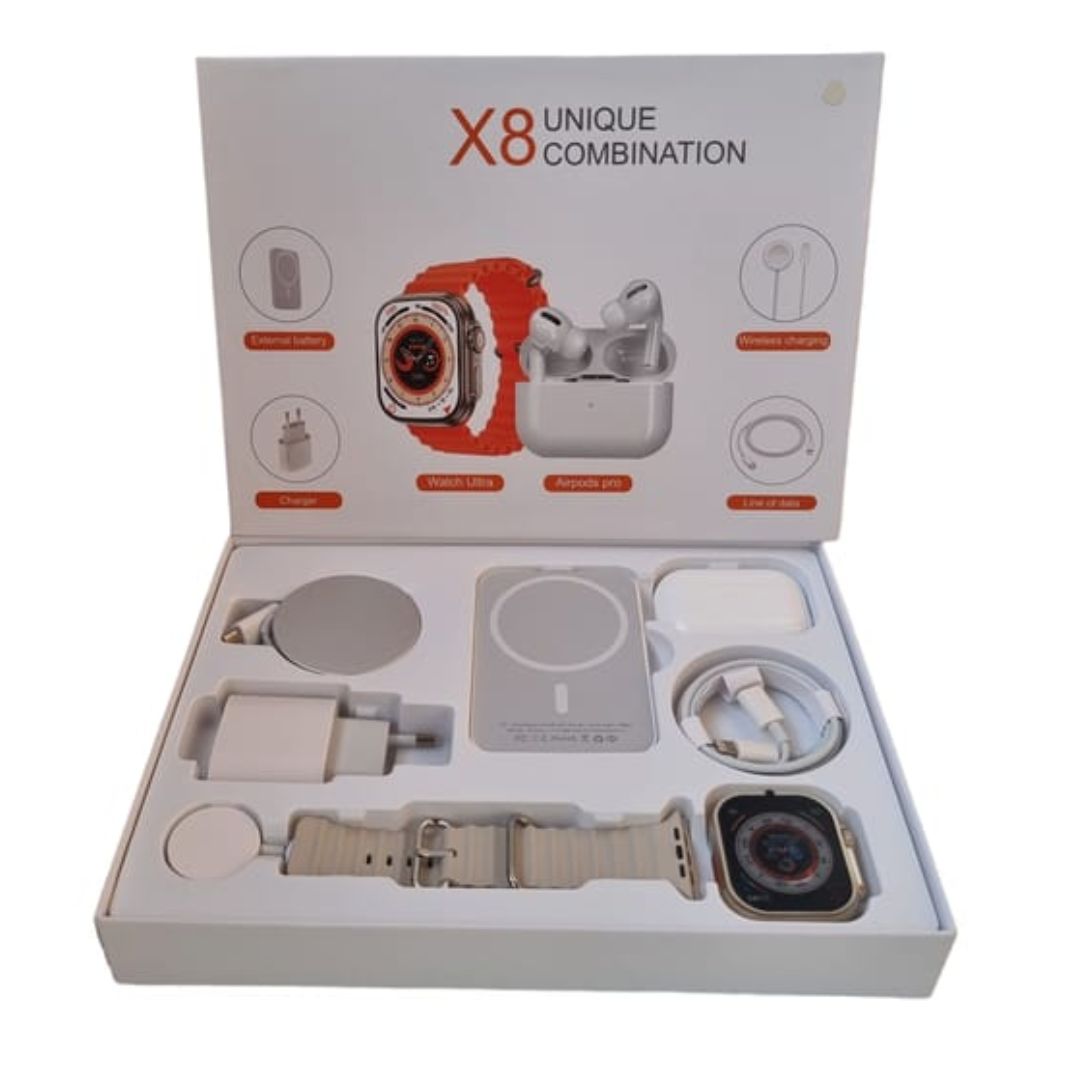 Combo Reloj Watch X8 Ultra + Audífonos In Ear + Power Bank